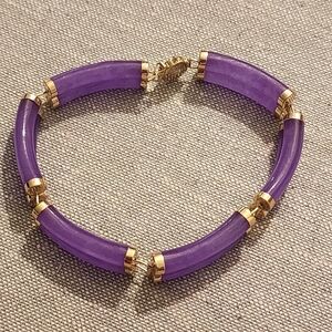 Lavender Jade 14K Gold Linked Bracelet